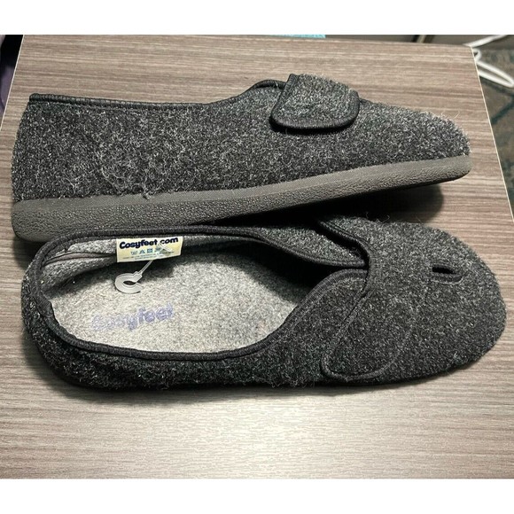 Cosyfeet Ronnie Mens Slippers Gray Black Size 11 - Picture 4 of 12